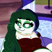 Drawing of my seal OC, Diana, attending a fancy party